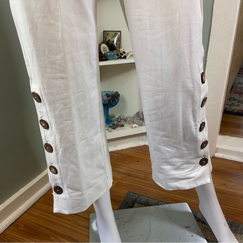 Soft Surroundings White Wide Leg Side Button Pants XSmall XS Comfy Lounge - Picture 6 of 12
